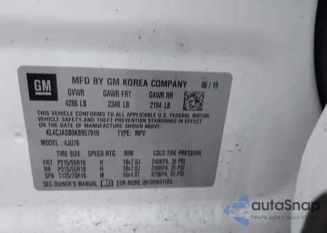 2019 Buick Encore Fwd Preferred from USA, damaged, VIN KL4CJASB0KB957910